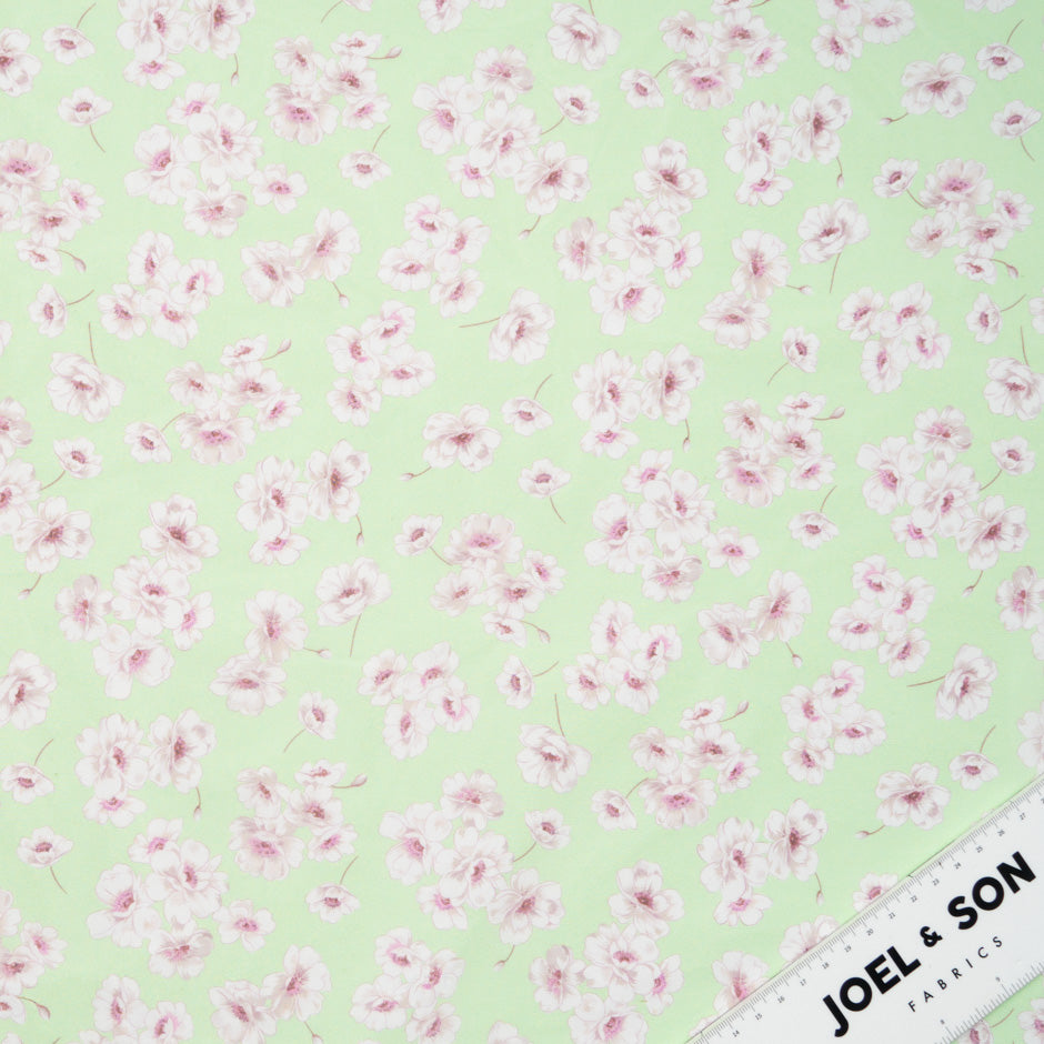 Floral Printed Green Silk Georgette