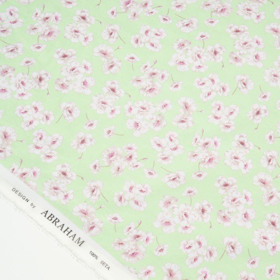 Floral Printed Green Silk Georgette