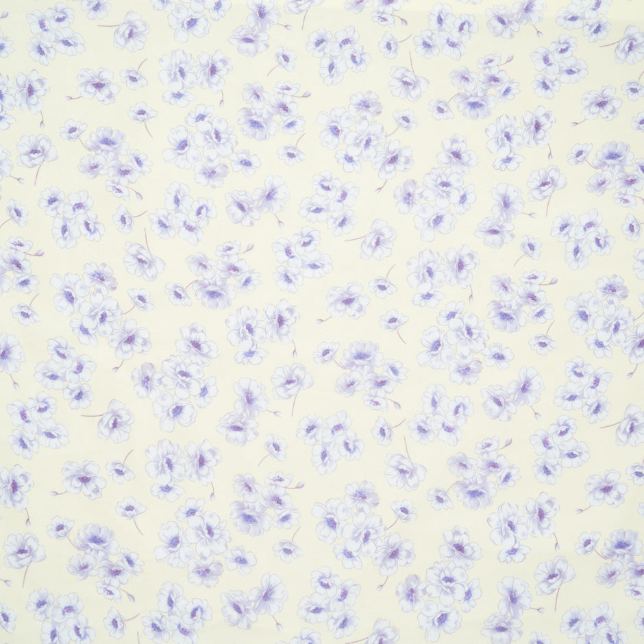 Lavender Floral Printed Lemon Yellow Silk Georgette