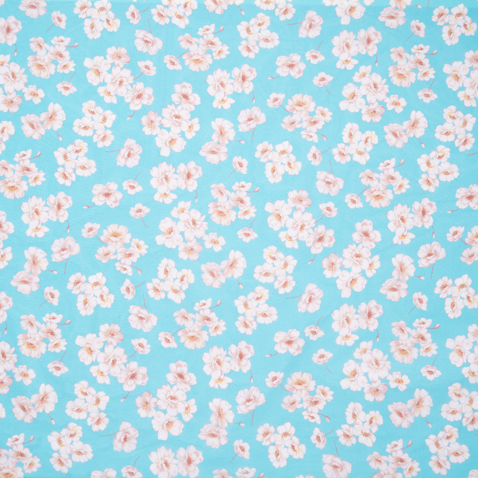 Floral Printed Rich Blue Silk Georgette