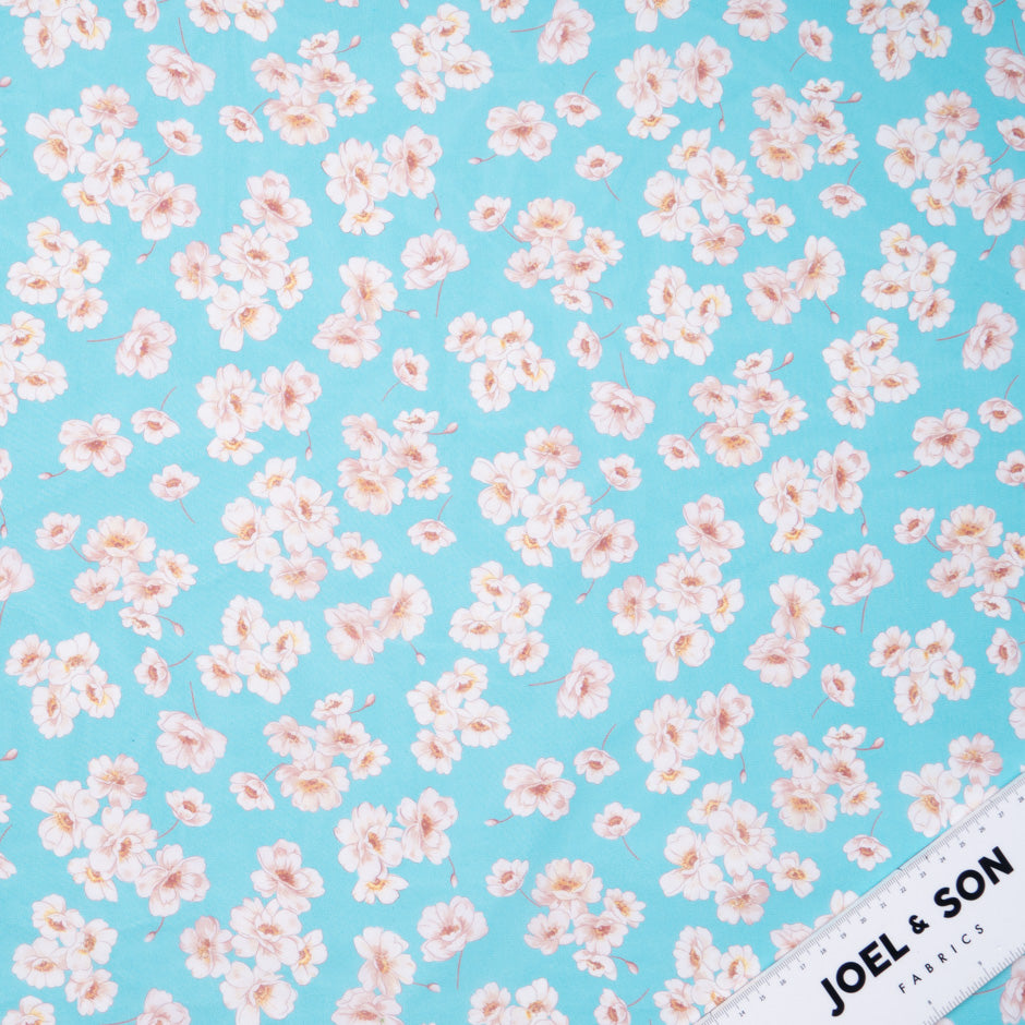 Floral Printed Rich Blue Silk Georgette