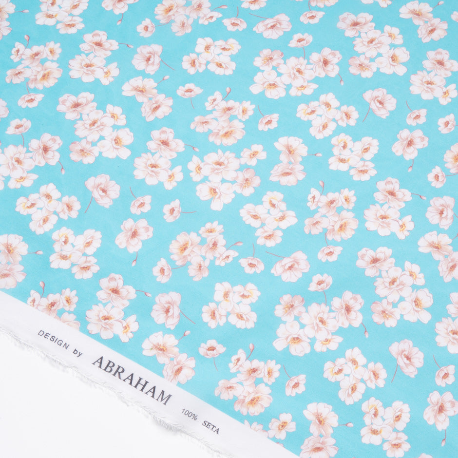 Floral Printed Rich Blue Silk Georgette