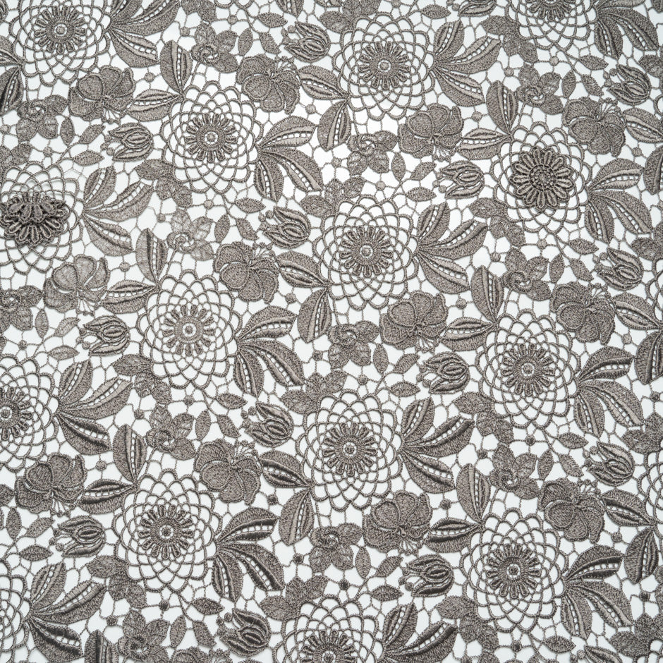 Putty Grey Floral Guipure Lace