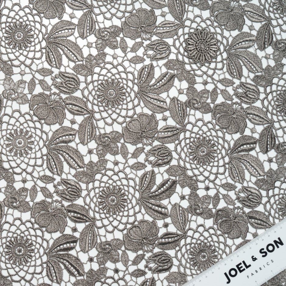 Putty Grey Floral Guipure Lace