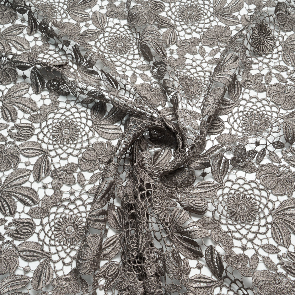 Putty Grey Floral Guipure Lace