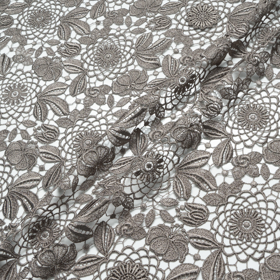 Putty Grey Floral Guipure Lace