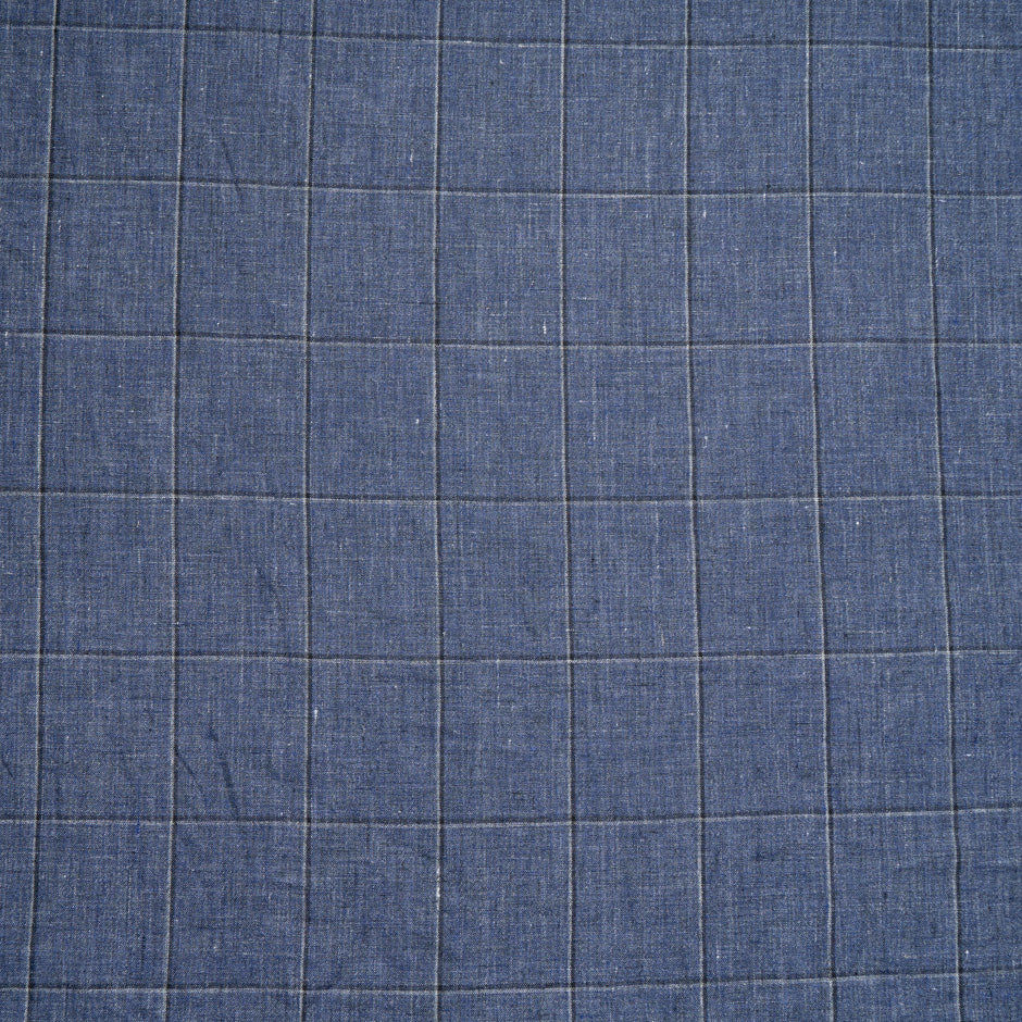 Blue Checkered Pure Linen