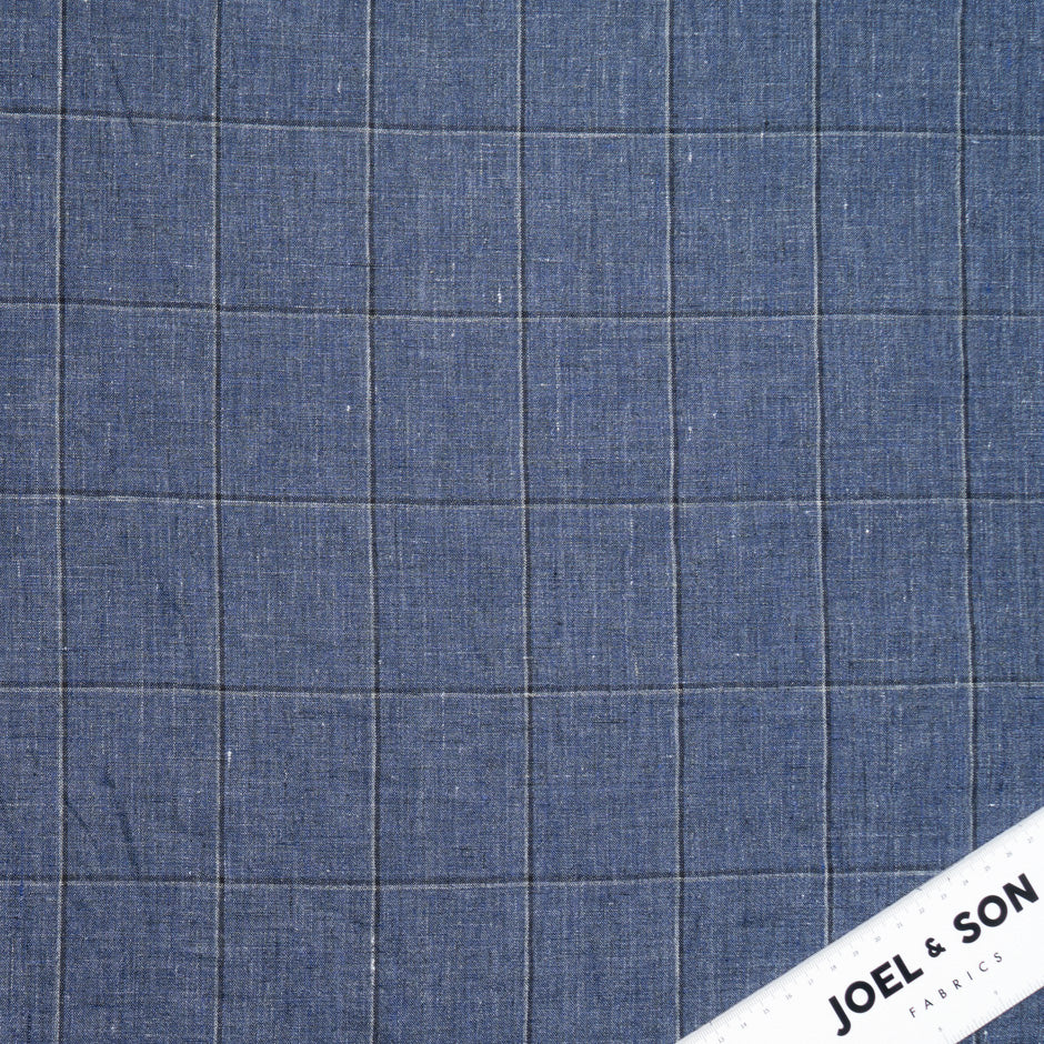 Blue Checkered Pure Linen