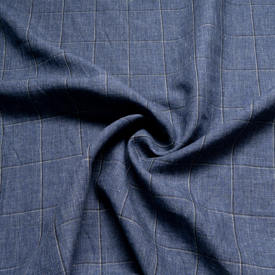 Blue Checkered Pure Linen