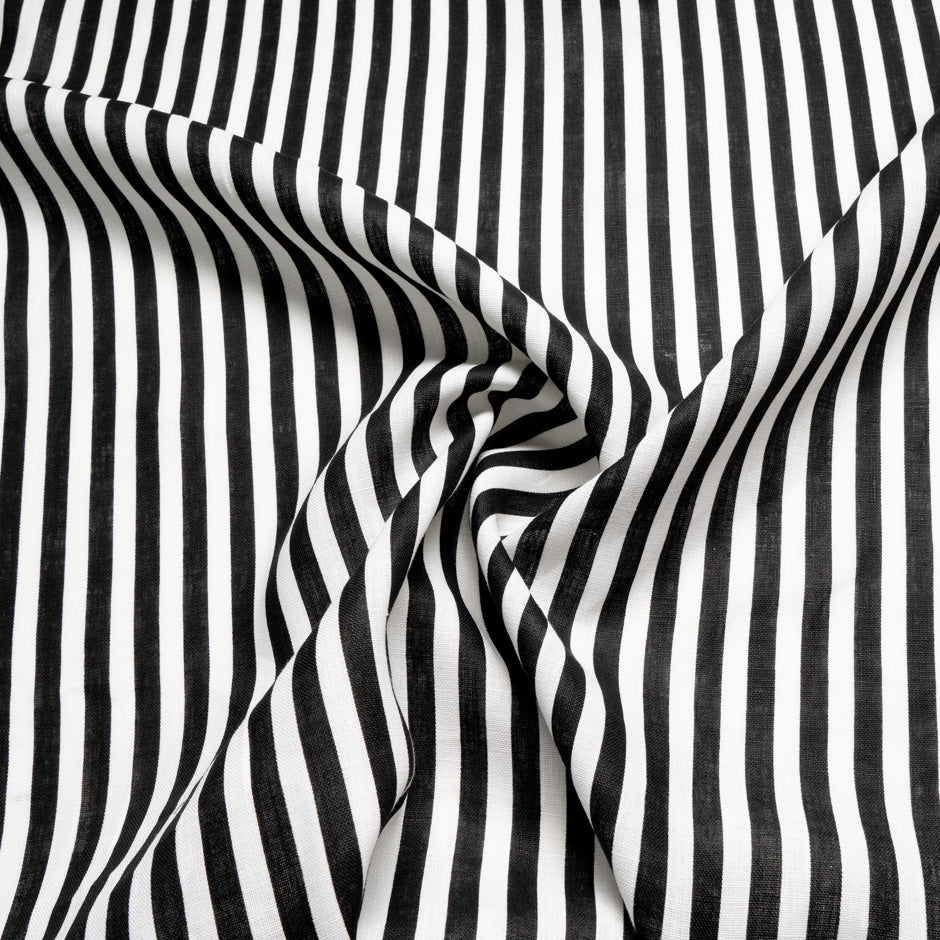 Black & White Bold Striped Linen