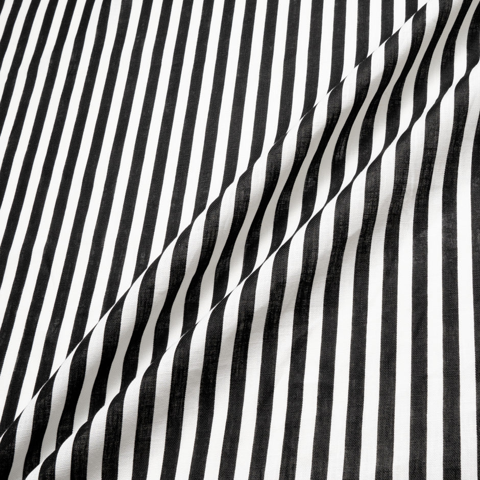 Black & White Bold Striped Linen
