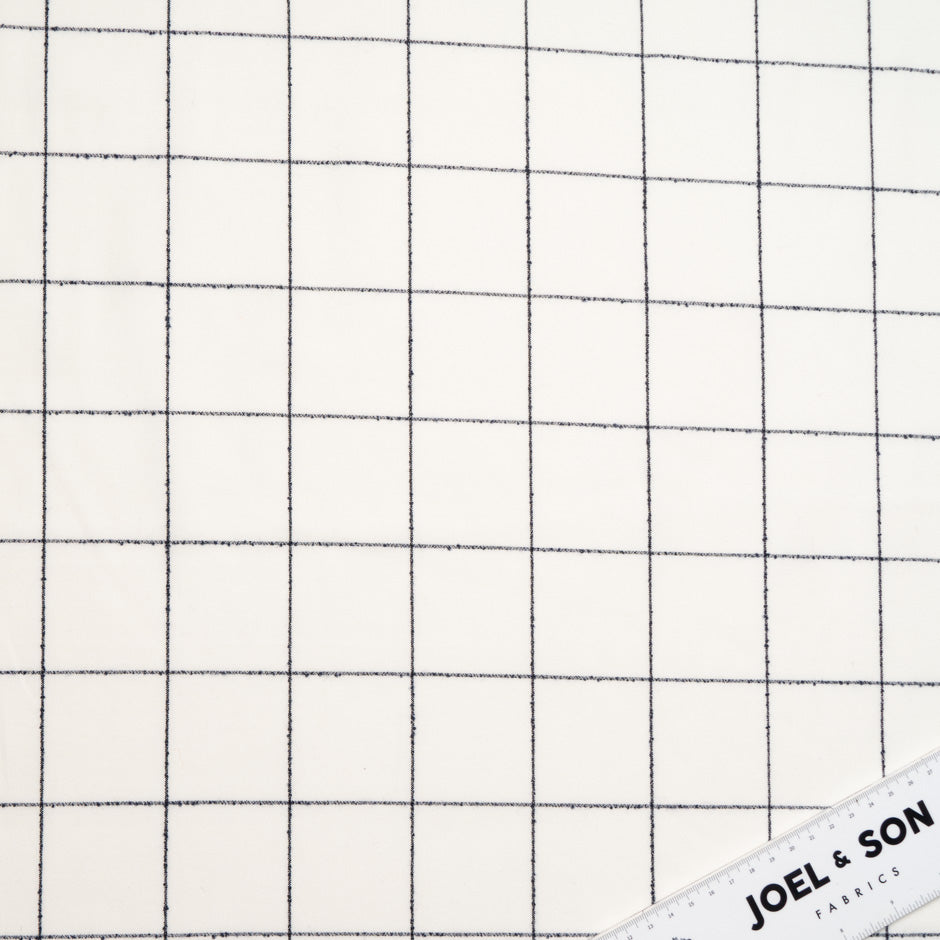 Black Checkered Ivory Stretch Wool
