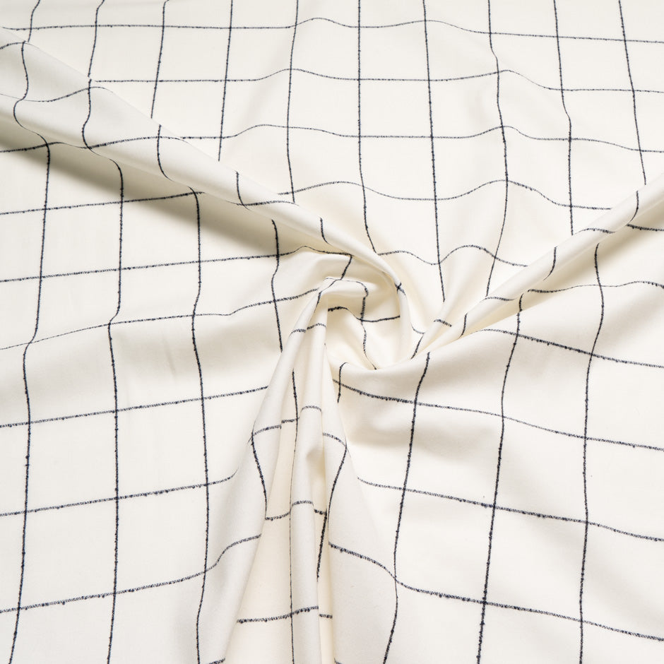 Black Checkered Ivory Stretch Wool