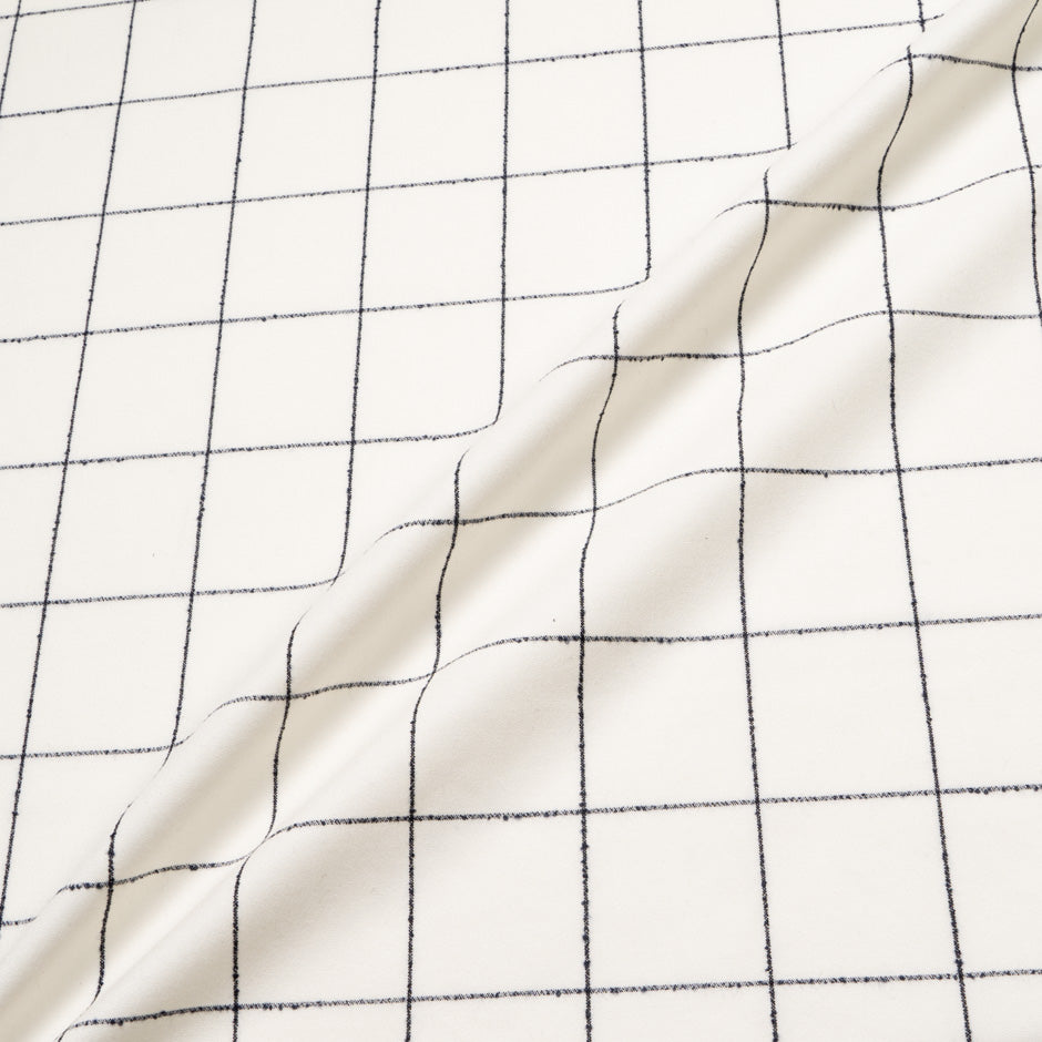 Black Checkered Ivory Stretch Wool
