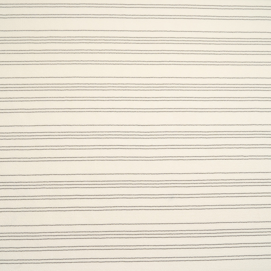 Grey Striped Ivory Double Wool Crêpe