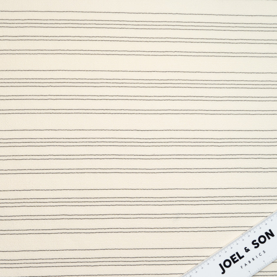 Grey Striped Ivory Double Wool Crêpe