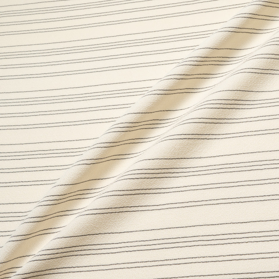 Grey Striped Ivory Double Wool Crêpe