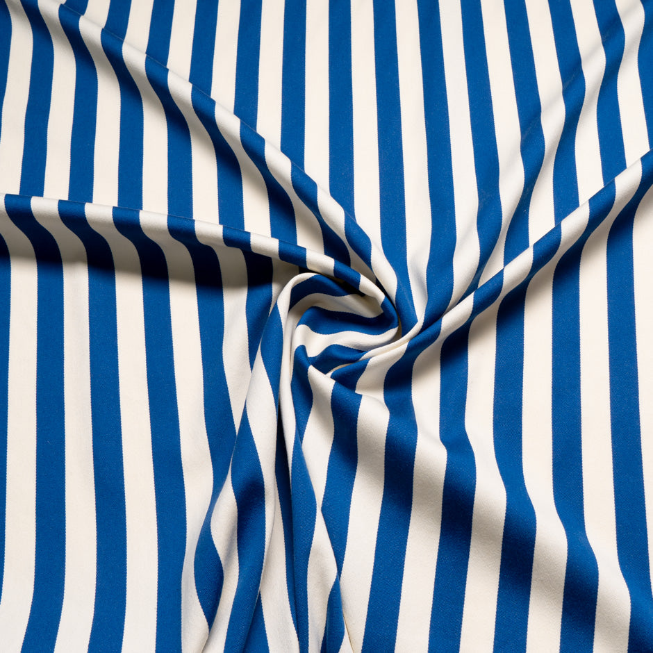 Royal Blue Striped Wool & Cotton Blend