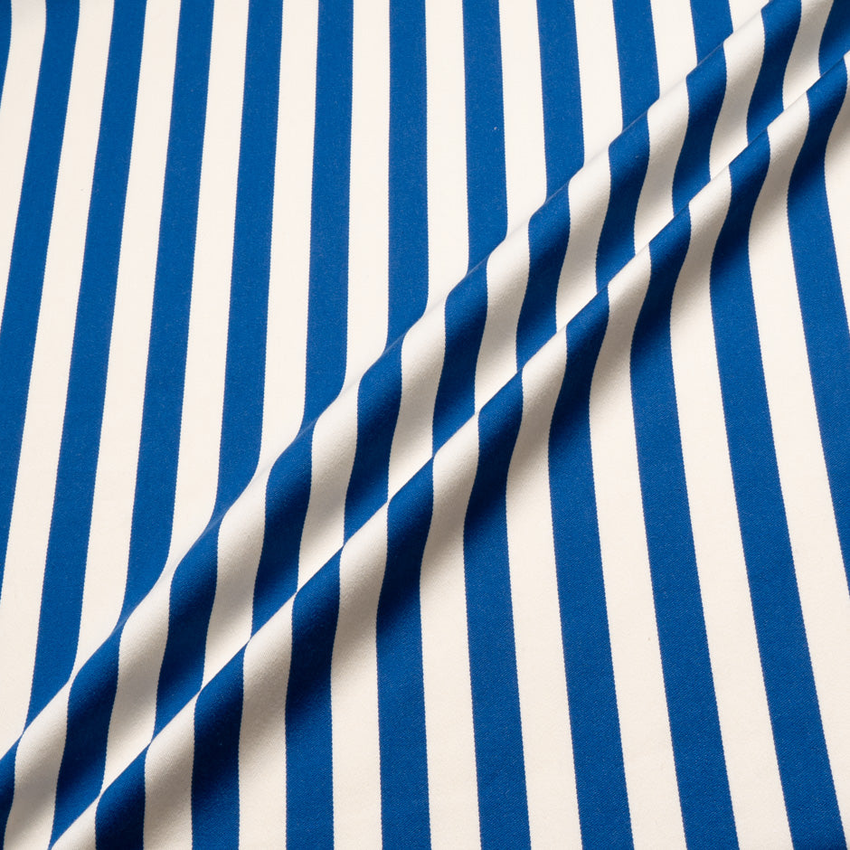 Royal Blue Striped Wool & Cotton Blend