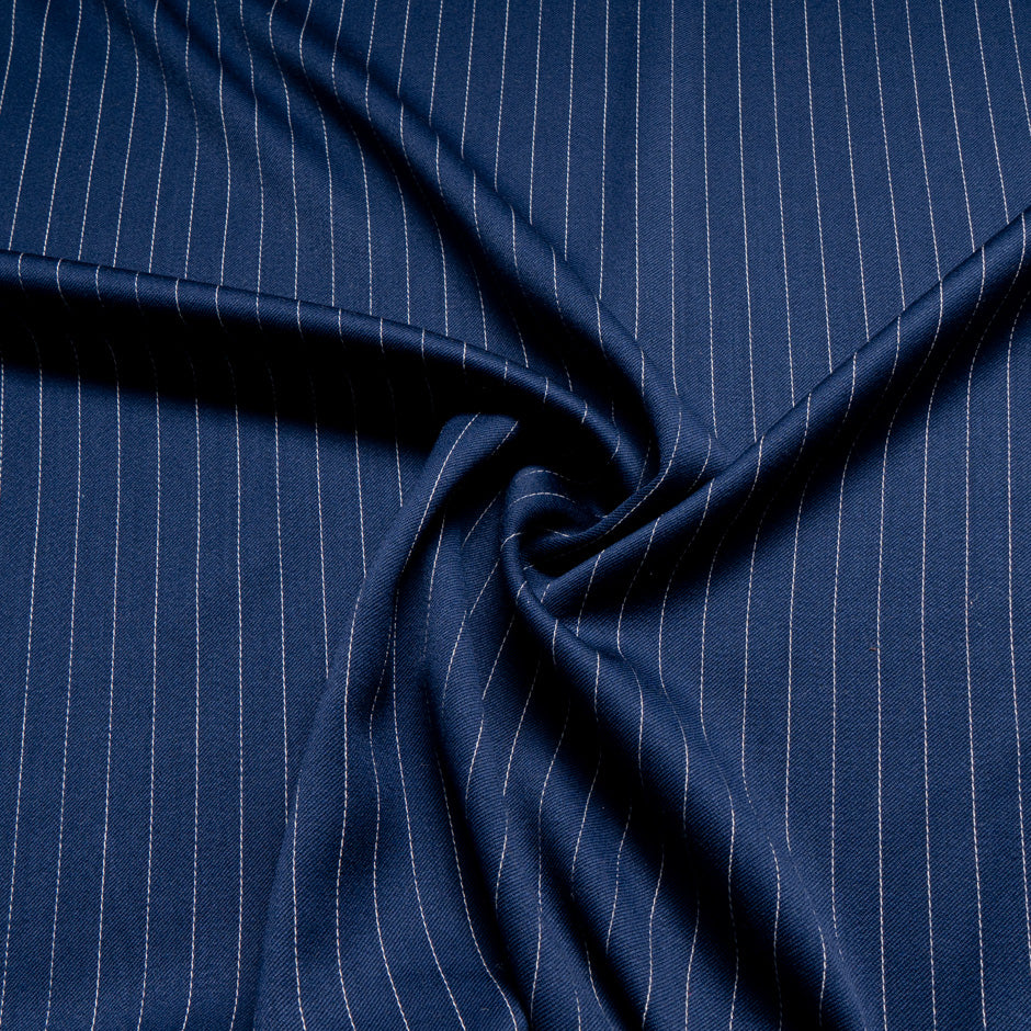 Navy Blue Pinstriped Pure Wool