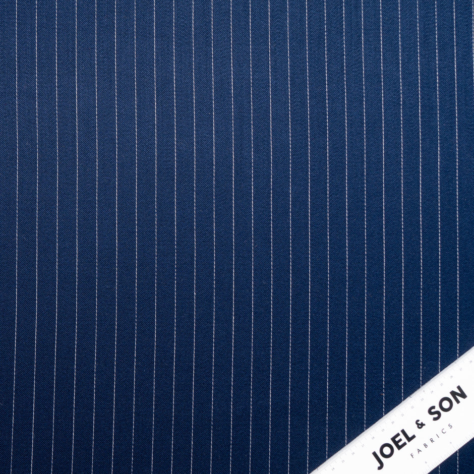 Navy Blue Pinstriped Pure Wool