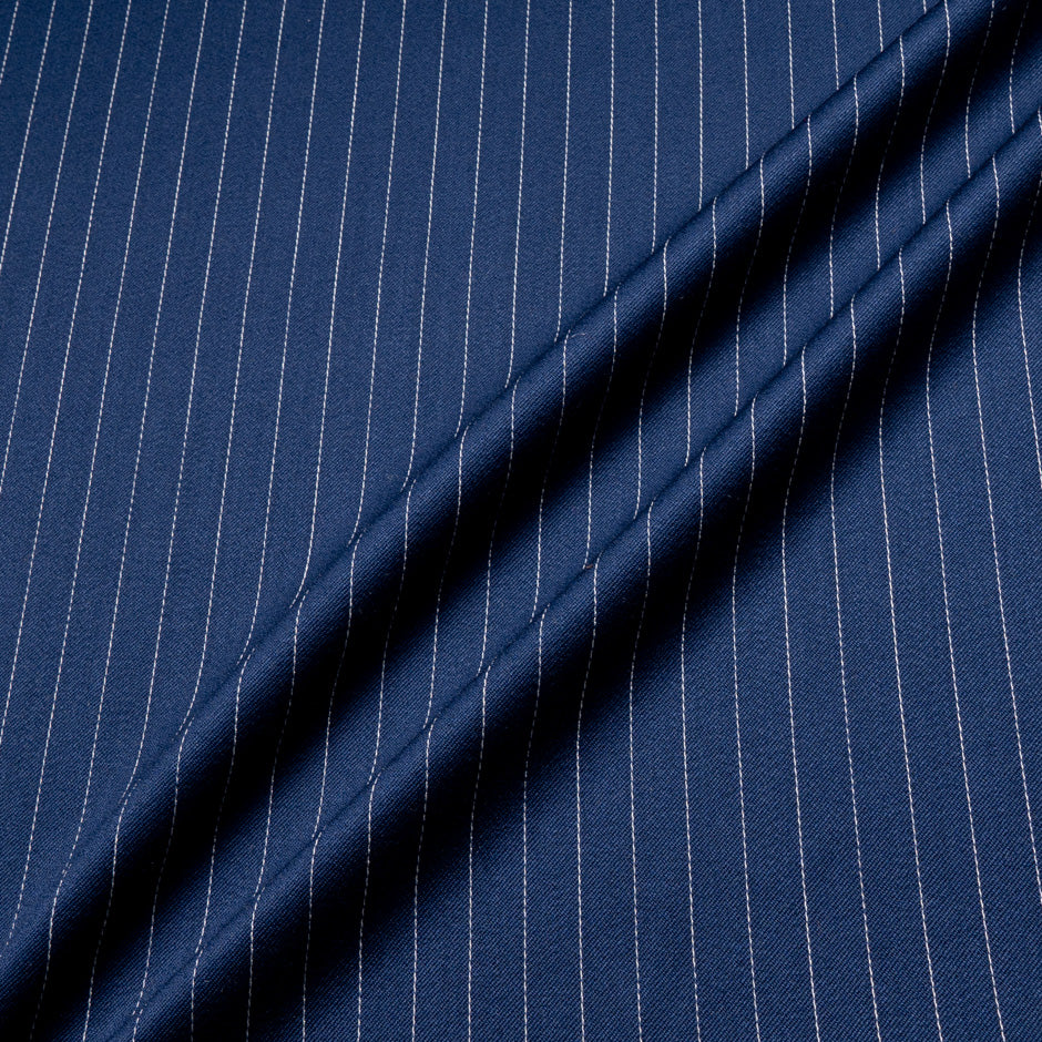 Navy Blue Pinstriped Pure Wool