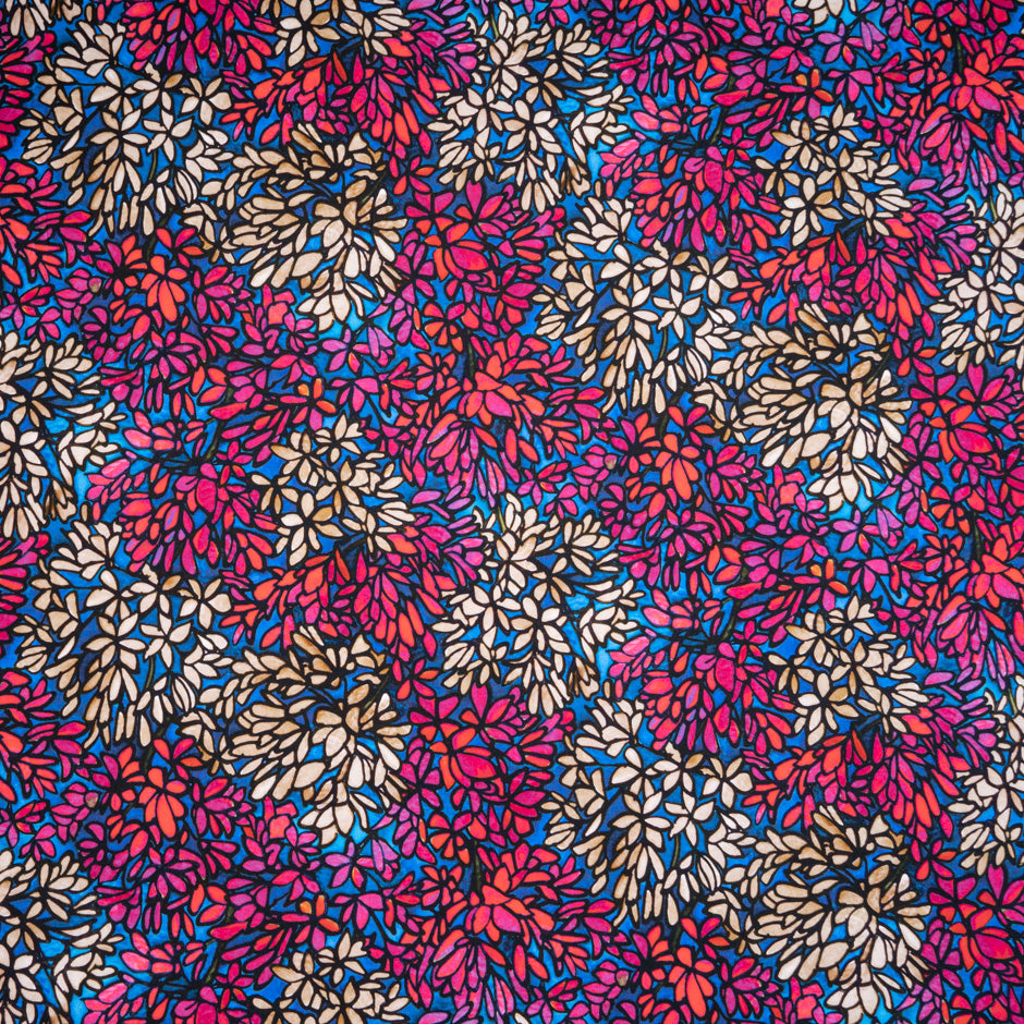 Abstract Floral Printed Blue Pure Cotton
