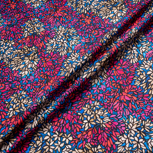 Abstract Floral Printed Blue Pure Cotton