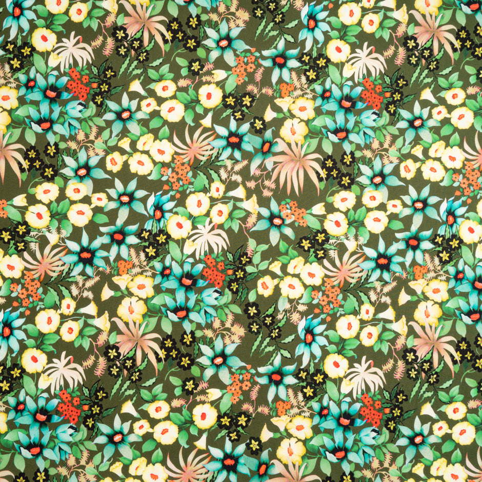 Floral Printed Dark Green Superfine Cotton