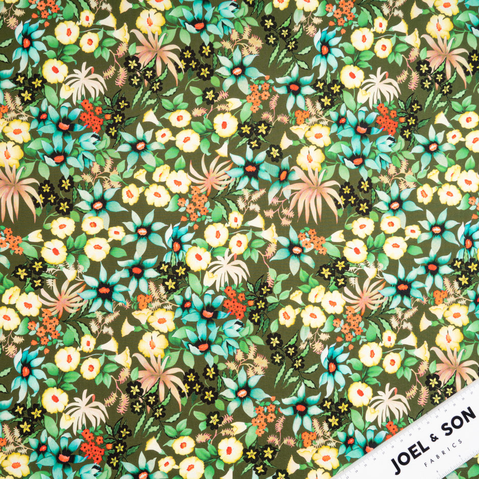 Floral Printed Dark Green Superfine Cotton