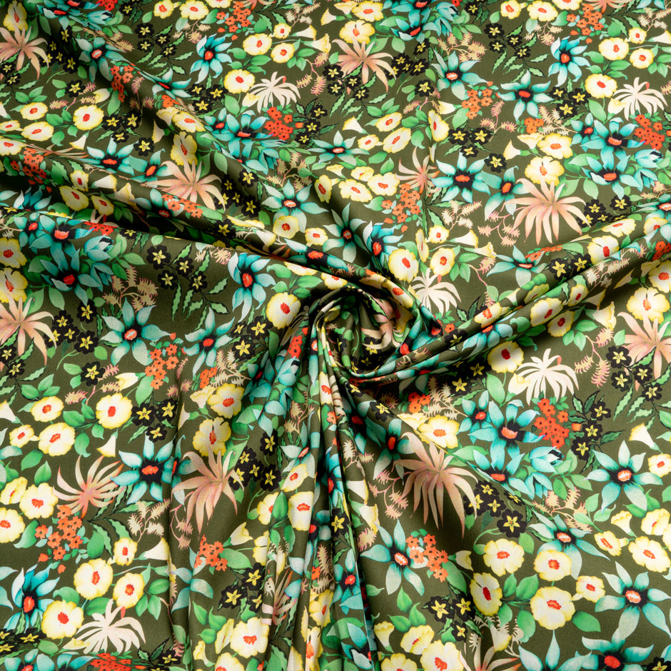 Floral Printed Dark Green Superfine Cotton