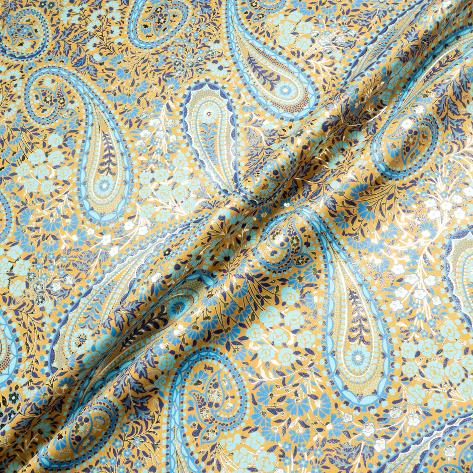 Blue Floral & Paisley Vision Printed Luxury Cotton