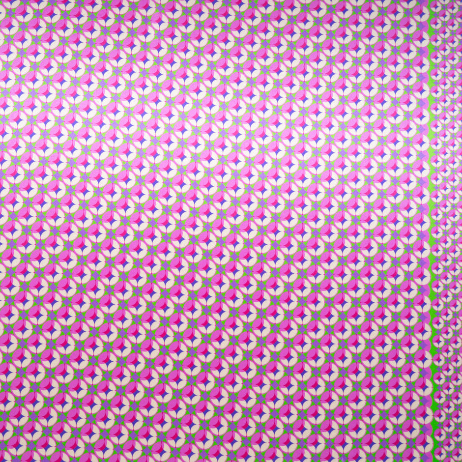 Pink, Green & Lilac Geometric Printed Silk Satin