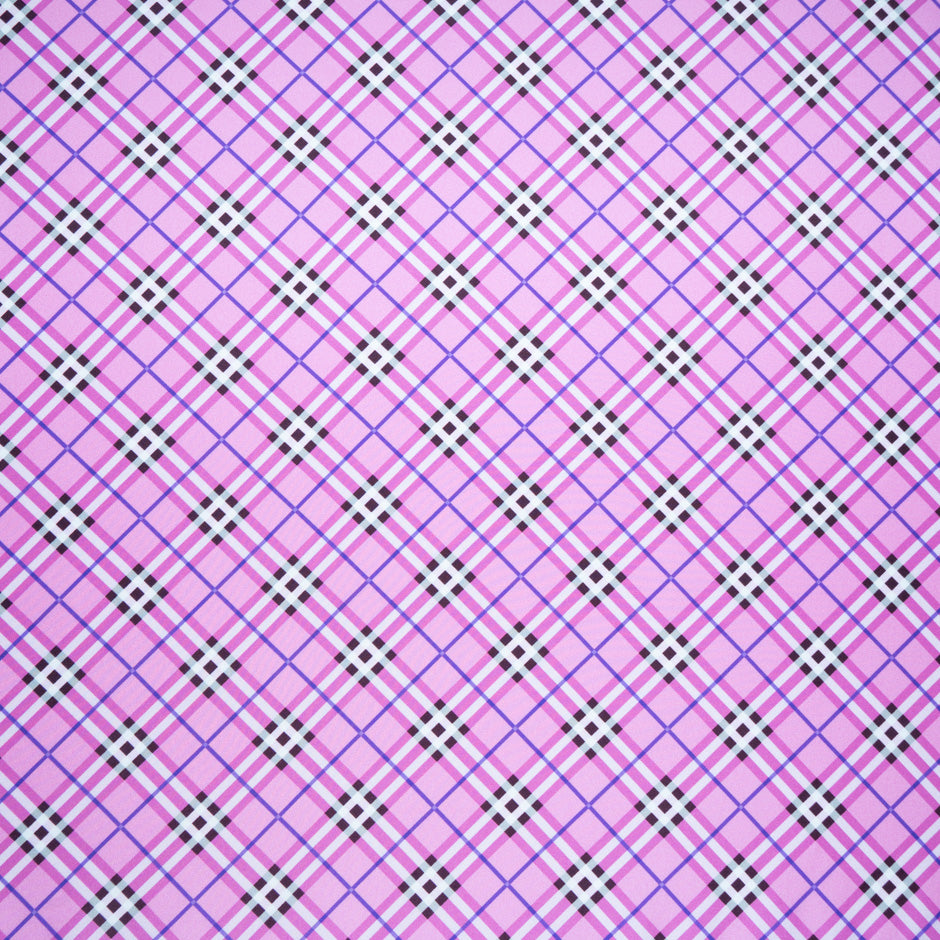 Candy Pink Tartan Printed Pure Silk Twill