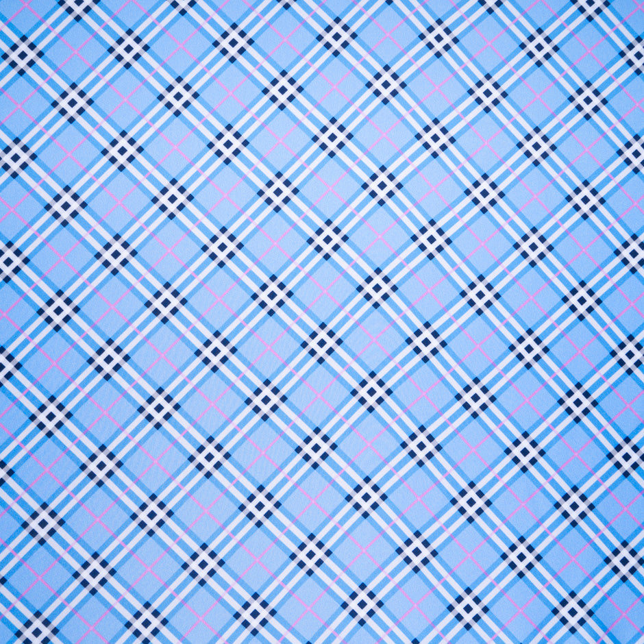 Sky Blue Tartan Printed Pure Silk Twill