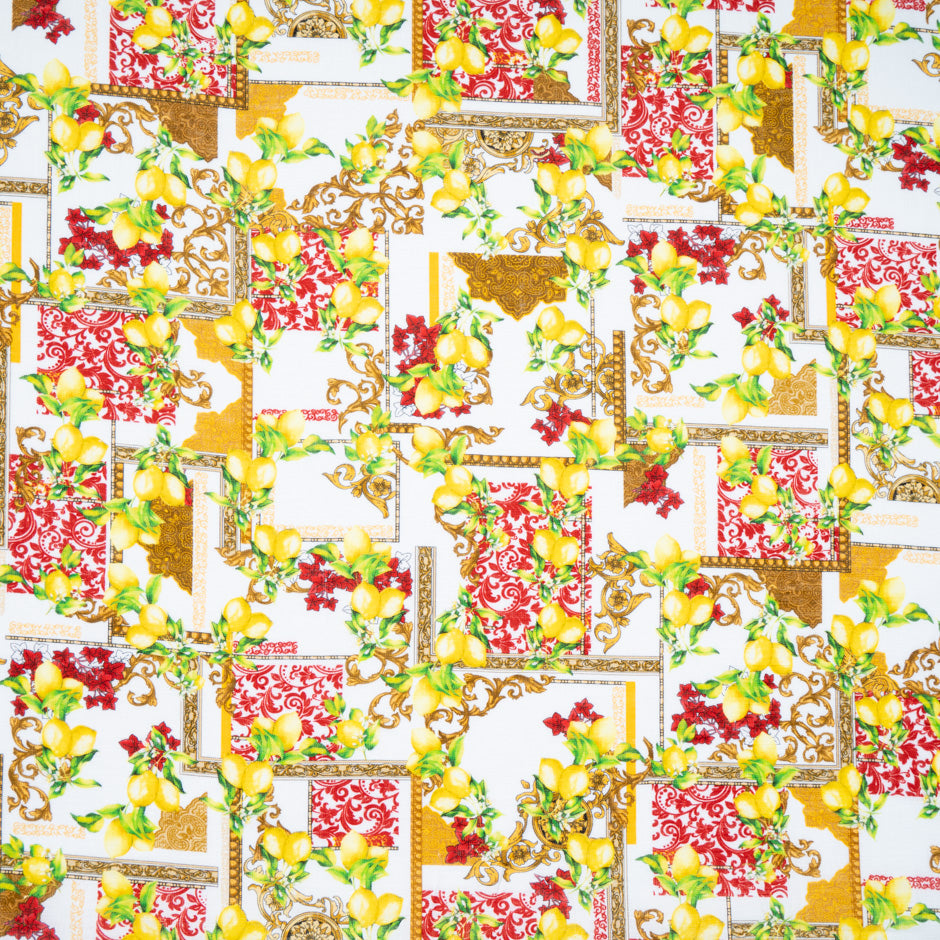 Lemon & Pattern Printed White Linen