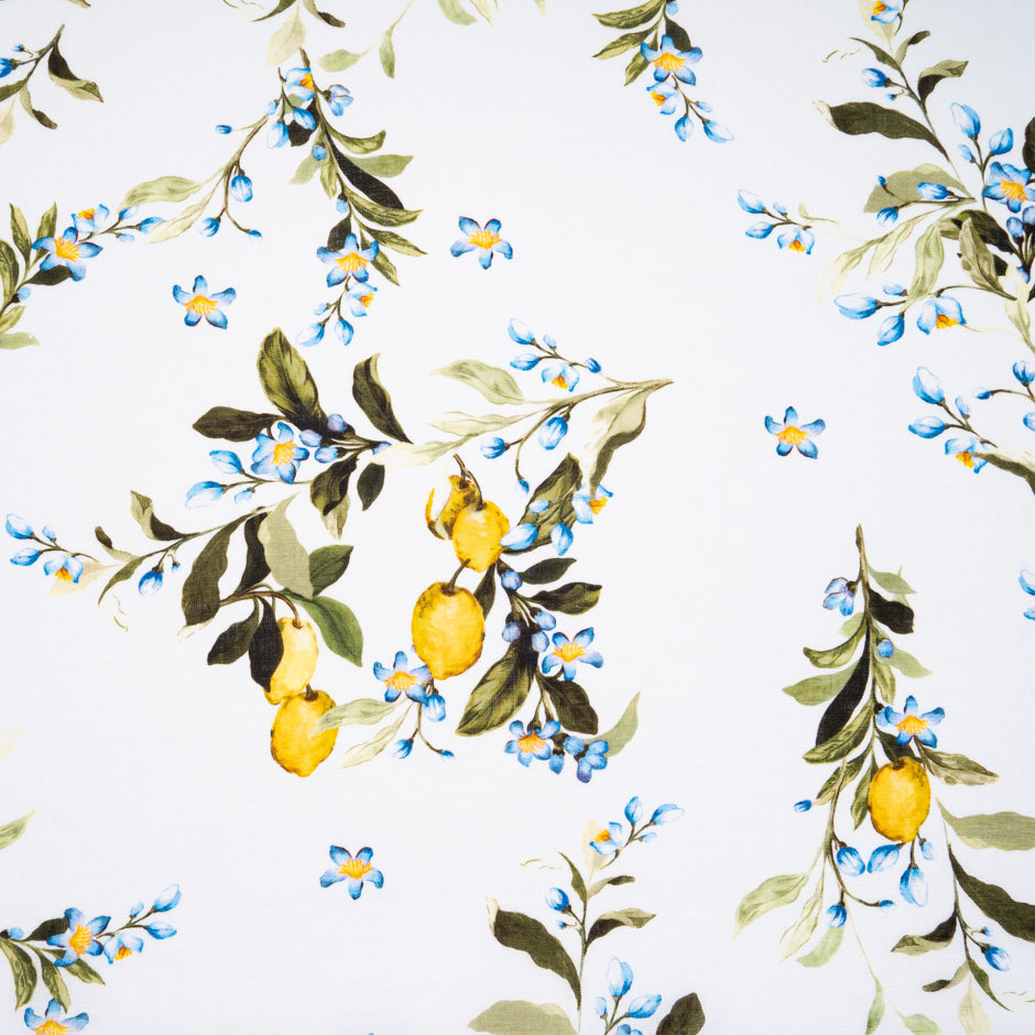 Lemon Tree Printed White Linen
