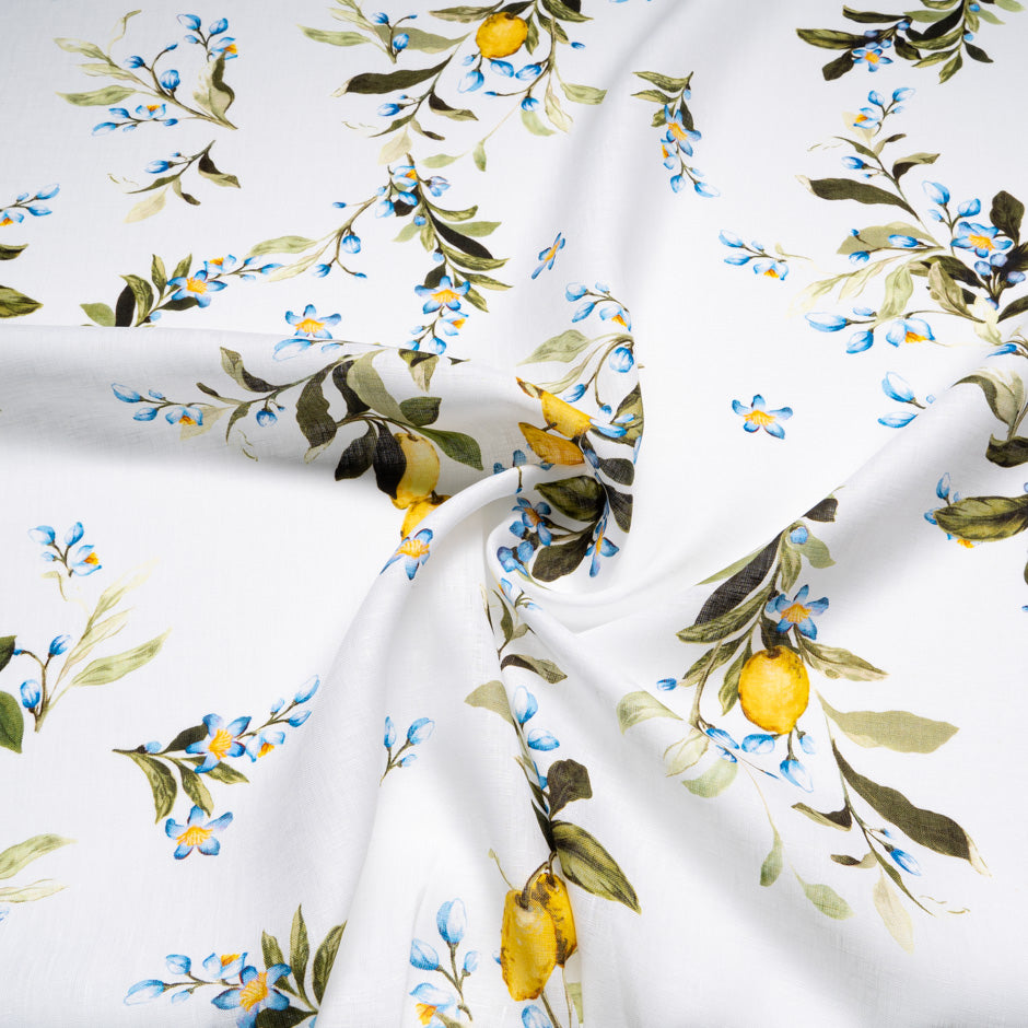 Lemon Tree Printed White Linen