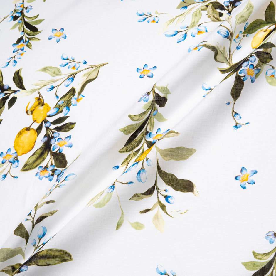 Lemon Tree Printed White Linen