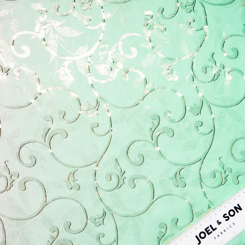 Pink & Mint Ombré Metallic Silk Georgette