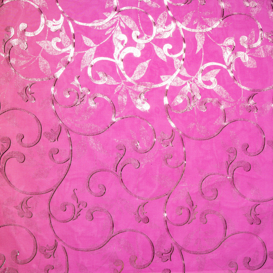 Pink & Orange Ombré Metallic Silk Georgette