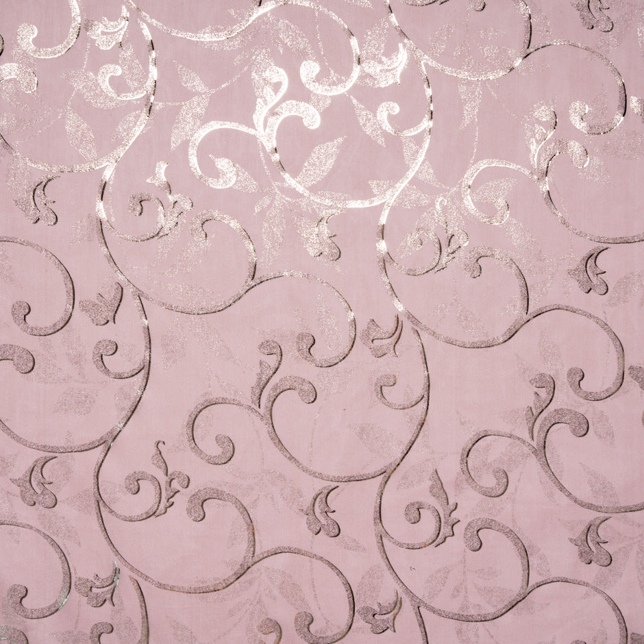 Dusty Pink Metallic Patterned Silk Georgette