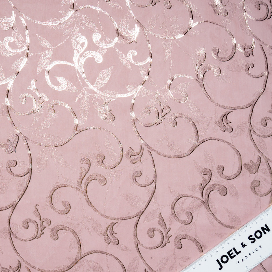 Dusty Pink Metallic Patterned Silk Georgette