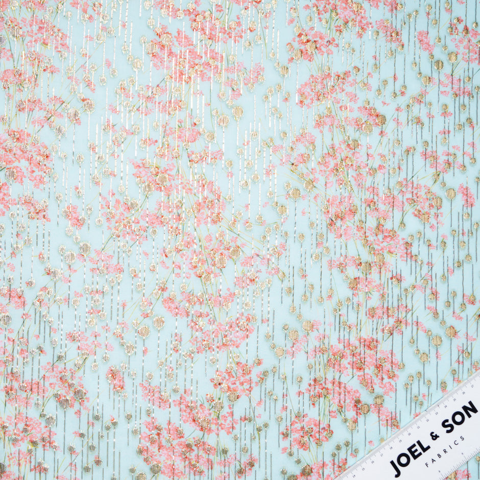 Floral Printed Jacquard Baby Blue Silk Georgette (A 1.50m Piece)