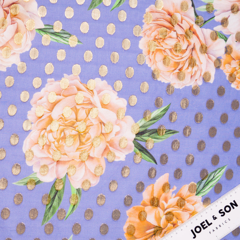 Large Floral Printed Lavender Silk Jacquard (A 2.75m Piece)