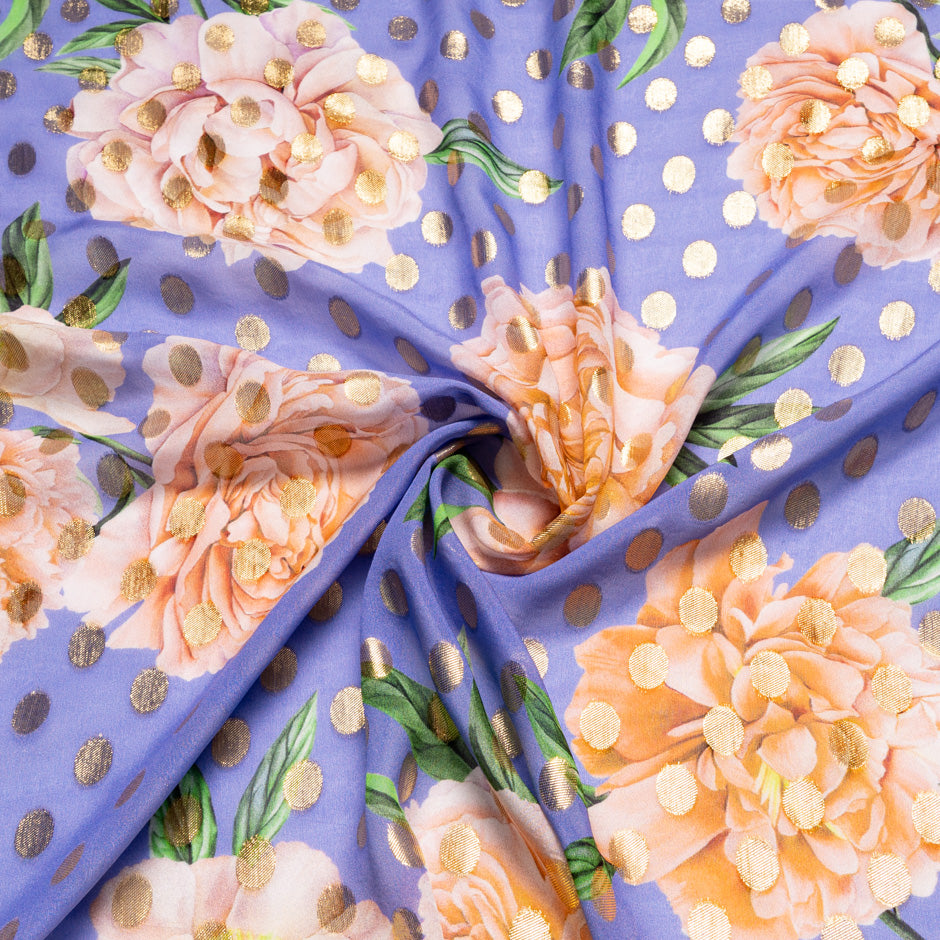 Large Floral Printed Lavender Silk Jacquard (A 2.75m Piece)