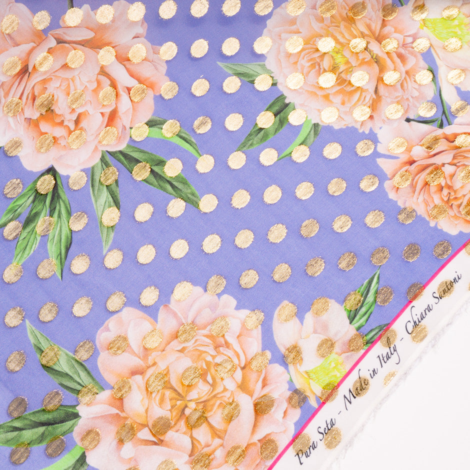 Large Floral Printed Lavender Silk Jacquard (A 2.75m Piece)