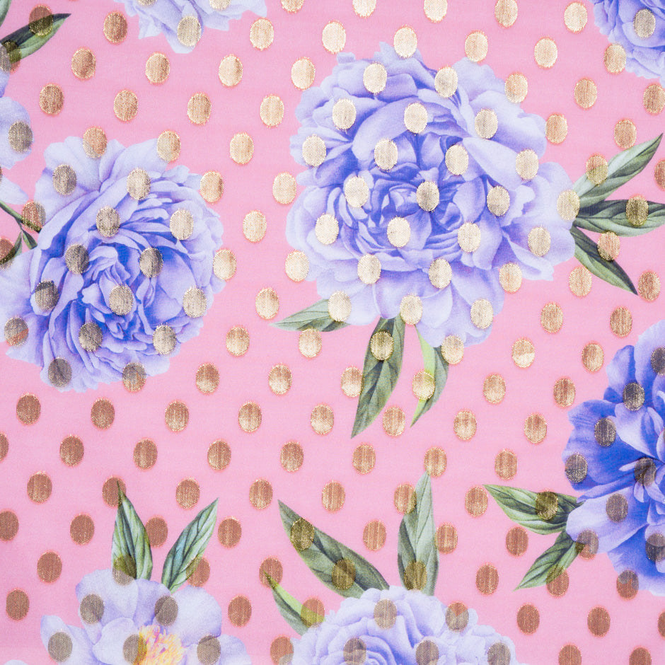 Large Floral Printed Candy Pink Silk Jacquard (A 3m Piece)