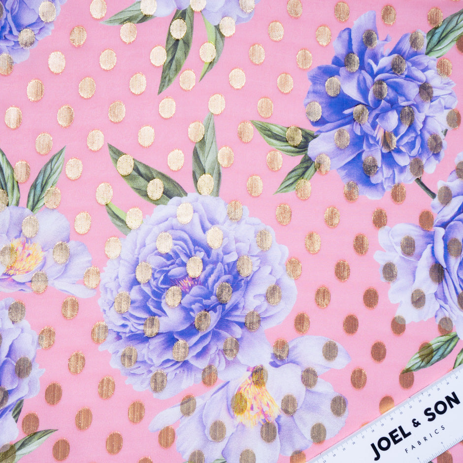 Large Floral Printed Candy Pink Silk Jacquard (A 3m Piece)