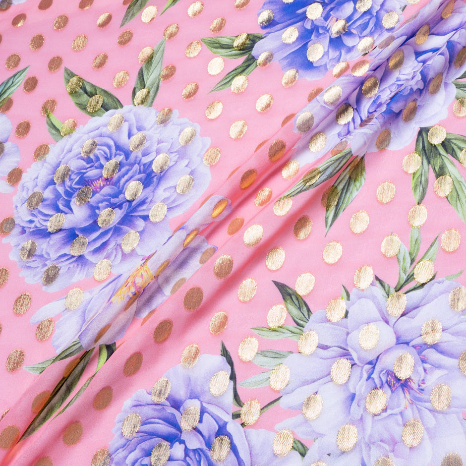 Large Floral Printed Candy Pink Silk Jacquard (A 3m Piece)